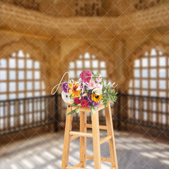 Aperturee - Aperturee Scenic Marble Pavilion With Arched Windows Backdrop