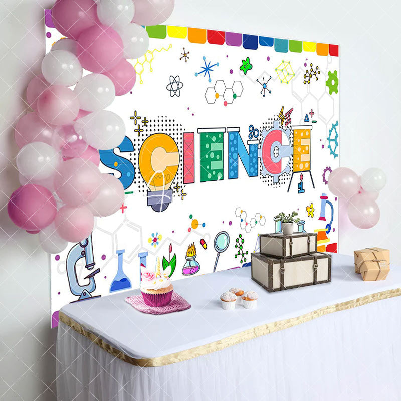 Aperturee - Aperturee Science Colorful Chemical Reagents Birthday Backdrop