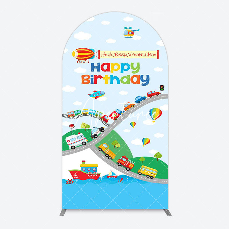 Aperturee - Aperturee Sea Land Air Transportation Birthday Arch Backdrop