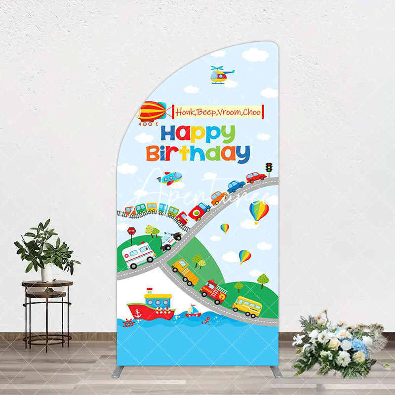 Aperturee - Aperturee Sea Land Air Transportation Birthday Arch Backdrop