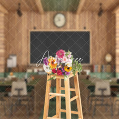 Aperturee - Aperturee Serene Wooden Classroom Interior Organized Backdrop