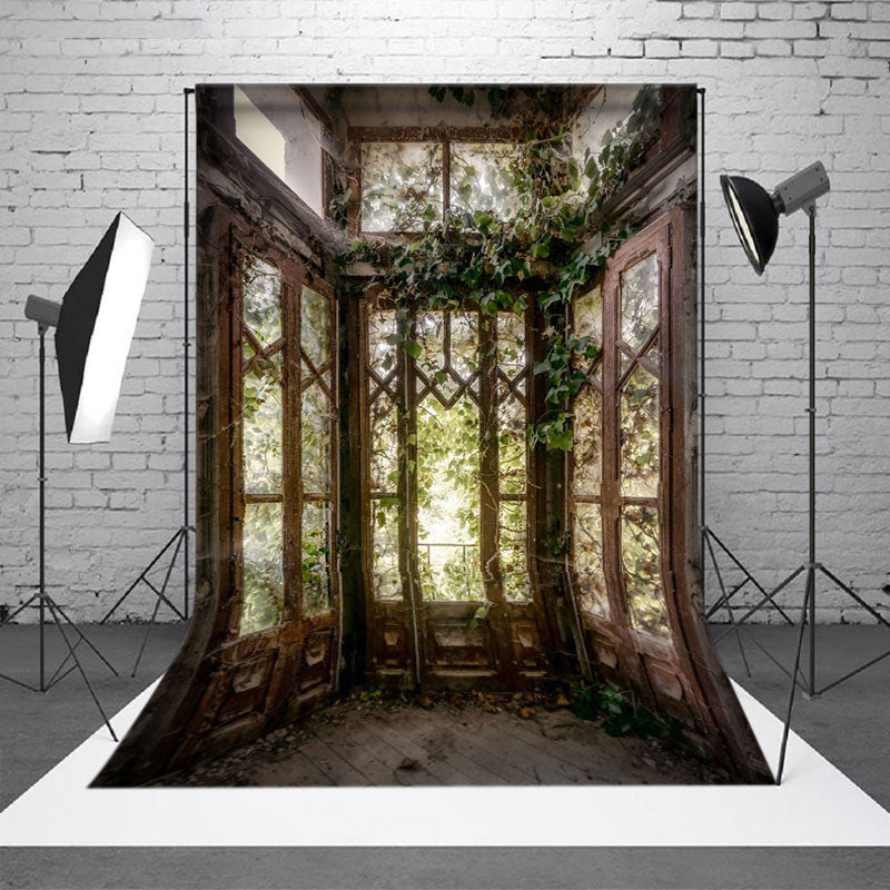 Aperturee - Aperturee Shabby Abandoned Vine Greenhouse Photography Backdrop