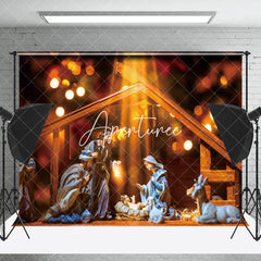 Aperturee - Aperturee Shabby Barn Manger Jesus Sculpture Christmas Backdrop