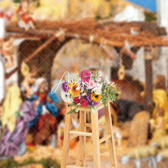 Aperturee - Aperturee Shabby Hayloft Angels Nativity Christmas Backdrop