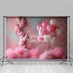 Aperturee - Aperturee Shabby Pink Wall Boho Feather Balloons Backdrop