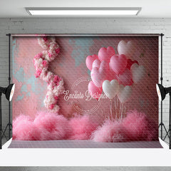 Aperturee - Aperturee Shabby Pink Wall Boho Feather Balloons Backdrop