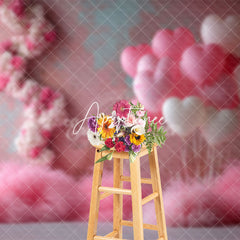 Aperturee - Aperturee Shabby Pink Wall Boho Feather Balloons Backdrop