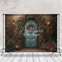 Aperturee - Aperturee Shabby Retro Wall Wood Door Leaf Christmas Backdrop