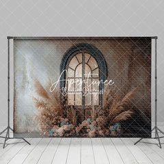 Aperturee - Aperturee Shabby Wall Door Boho Floral Reed Wedding Backdrop