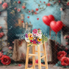 Aperturee - Aperturee Shabby Wall Red Rose Mural Book Romantic Backdrop