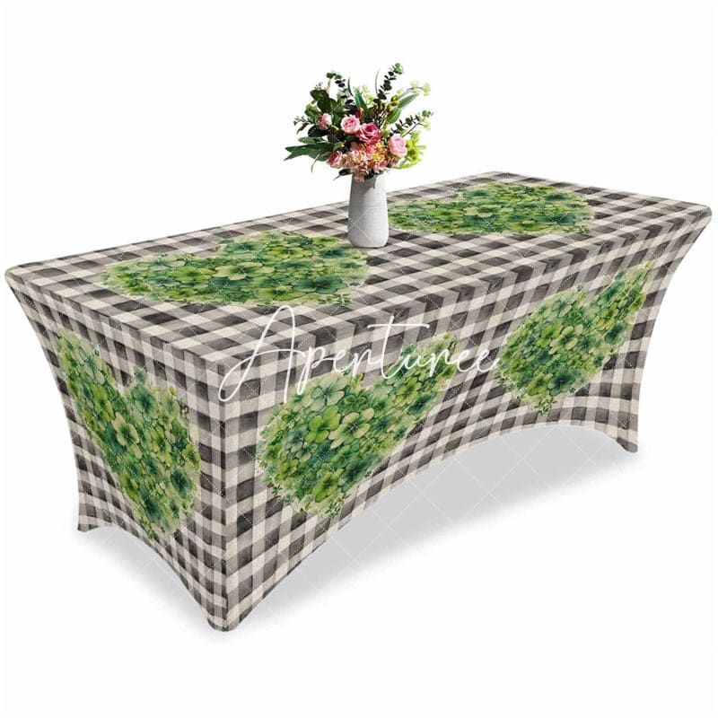 Aperturee - Aperturee Shamrocks Leaves St Patricks Day Stretch Table Cover