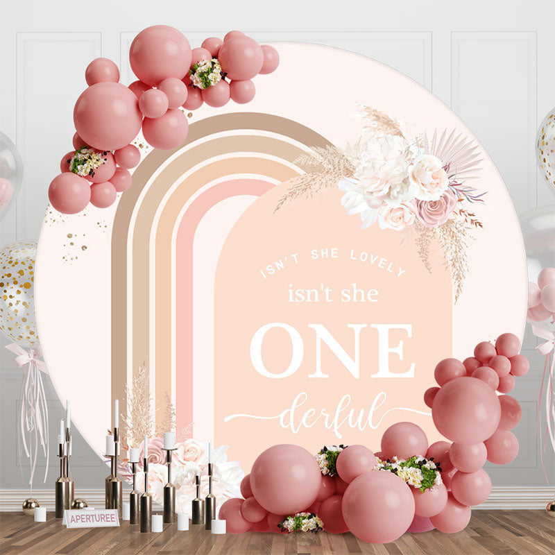 Aperturee - Aperturee She Onederful Floral Arch Round Birthday Backdrop