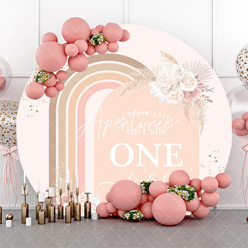 Aperturee - Aperturee She Onederful Floral Arch Round Birthday Backdrop