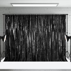 Aperturee - Aperturee Shimmering Black Foil Fringe Party Event Backdrop