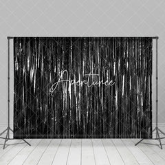 Aperturee - Aperturee Shimmering Black Foil Fringe Party Event Backdrop