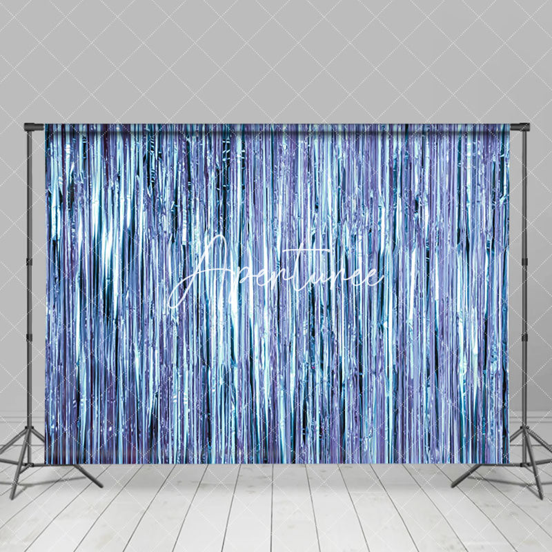 Aperturee - Aperturee Shimmering Blue Foil Fringe Party Event Backdrop