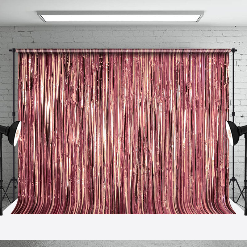 Aperturee - Aperturee Shimmering Pink Foil Fringe Party Event Backdrop