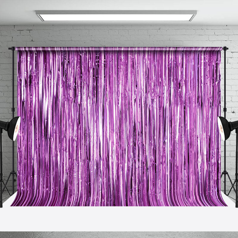 Aperturee - Aperturee Shimmering Purple Foil Fringe Party Event Backdrop