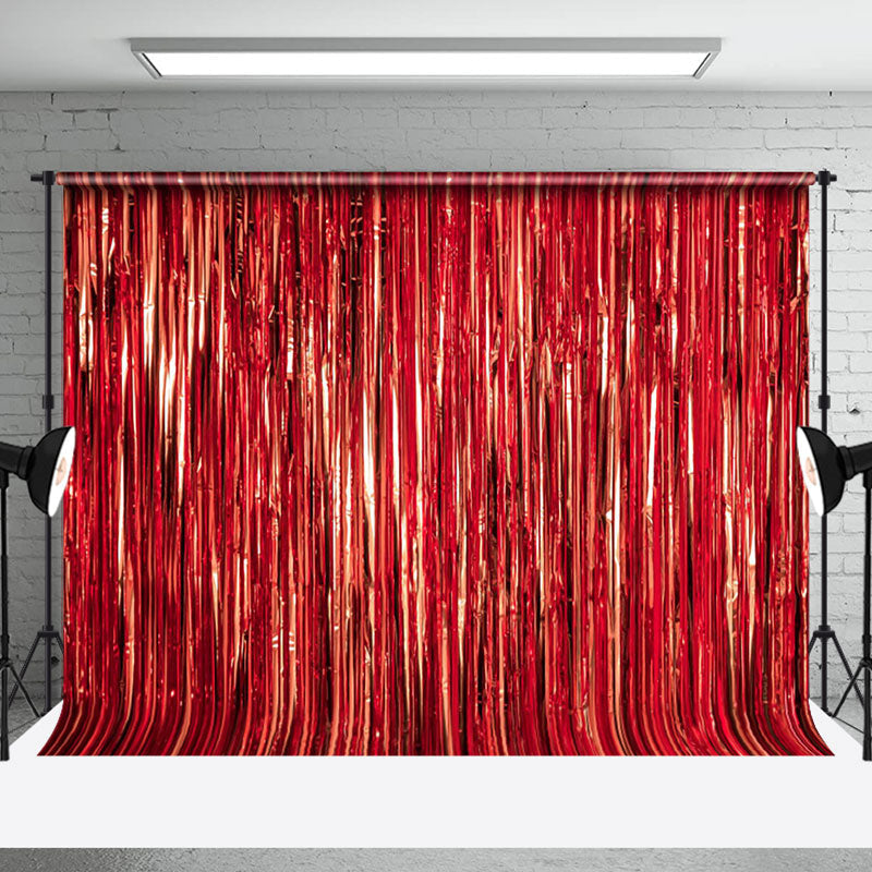 Aperturee - Aperturee Shimmering Red Foil Fringe Party Event Backdrop