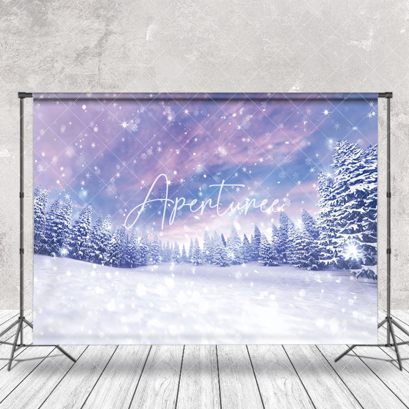 Aperturee - Aperturee Shining Snowflakes Forest Aurora Winter Backdrop