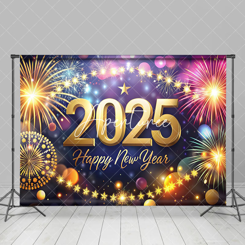 Aperturee - Aperturee Shining Stars Golden 2025 New Year Party Backdrop