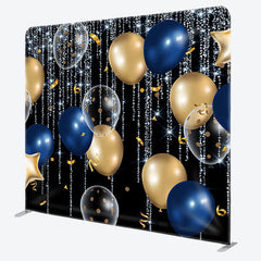 Aperturee - Aperturee Shiny Blue Lines Fabric Backdrop Cover for Birthday