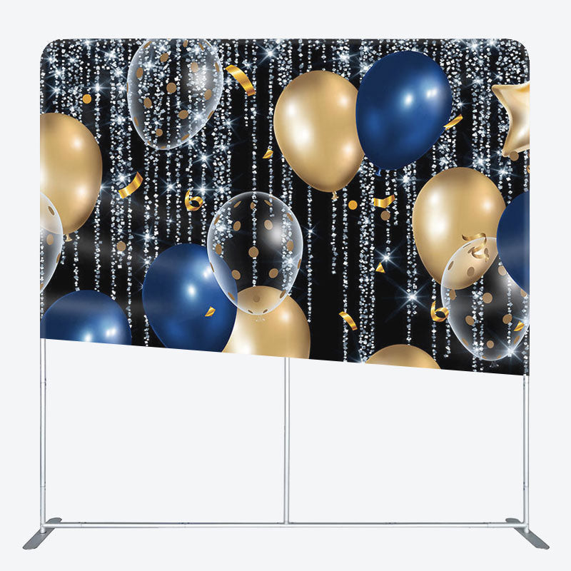 Aperturee - Aperturee Shiny Blue Lines Fabric Backdrop Cover for Birthday