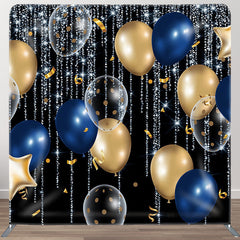 Aperturee - Aperturee Shiny Blue Lines Fabric Backdrop Cover for Birthday