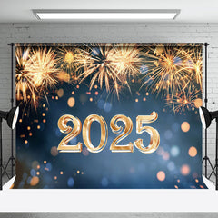 Aperturee - Aperturee Shiny Gold Sparkle Blue 2025 Happy New Year Backdrop