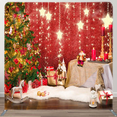 Aperturee - Aperturee Shiny Stars Christmas Tree Gift Pillow Case Backdrop