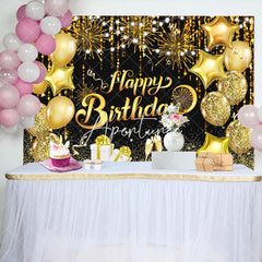 Aperturee - Aperturee Shiny Vibe Bokeh Balloon Happy Birthday Backdrop