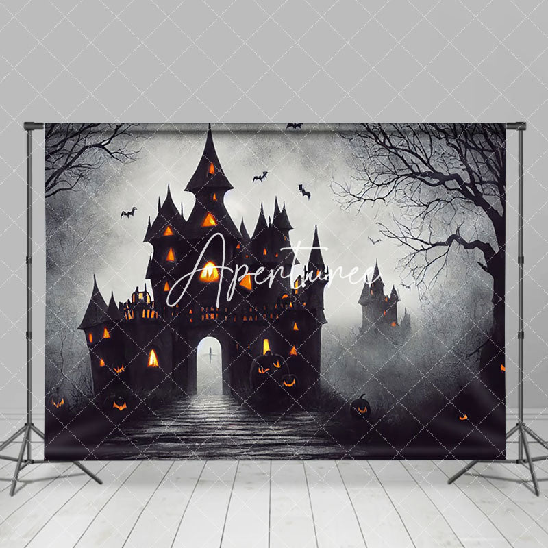 Aperturee - Aperturee Silent Desolate Forest Castle Halloween Backdrop