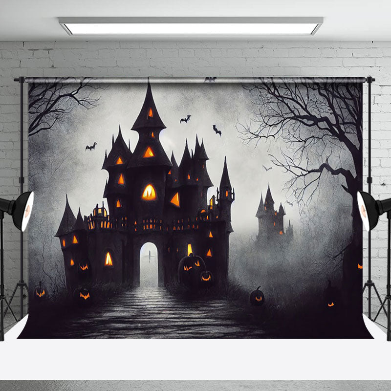 Aperturee - Aperturee Silent Desolate Forest Castle Halloween Backdrop