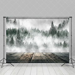 Aperturee - Aperturee Silent White Misty Forest Wood Nature Scene Backdrop