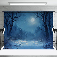 Aperturee - Aperturee Silent Winter Night Moon Snow Forest Photo Backdrop