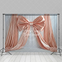 Aperturee - Aperturee Silk Orange Pink Bow Fine Art Wedding Photo Backdrop