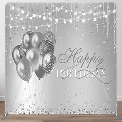 Aperturee - Aperturee Silver Balloon Lights Fabric Backdrop Cover for Birthday