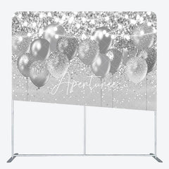 Aperturee - Aperturee Silver Balloons Glitter Lighted Party Square Backdrop