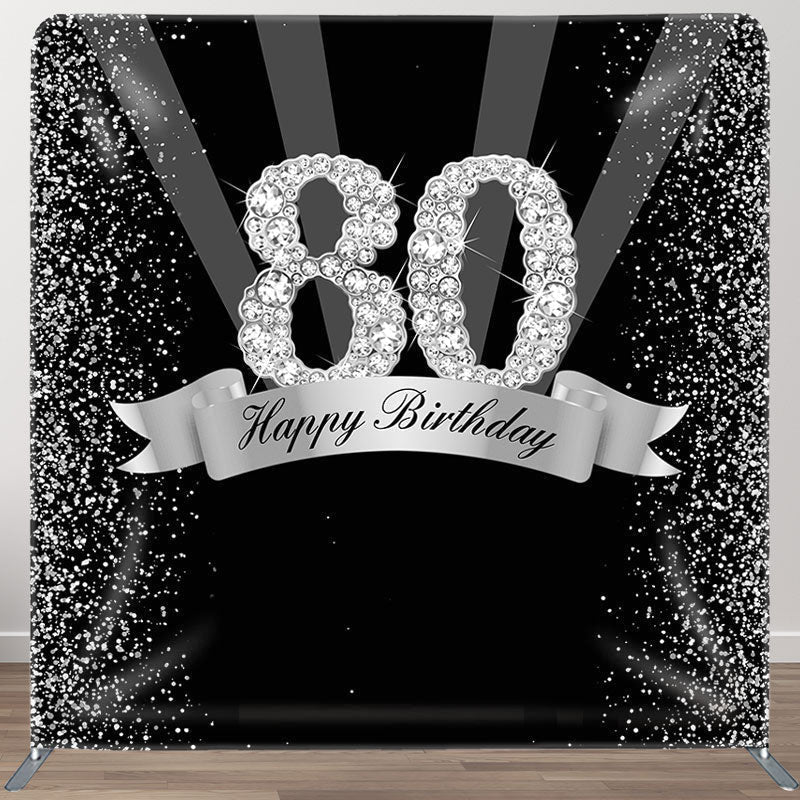 Aperturee - Aperturee Silver Black Glitter Fabric Backdrop Cover for Birthday