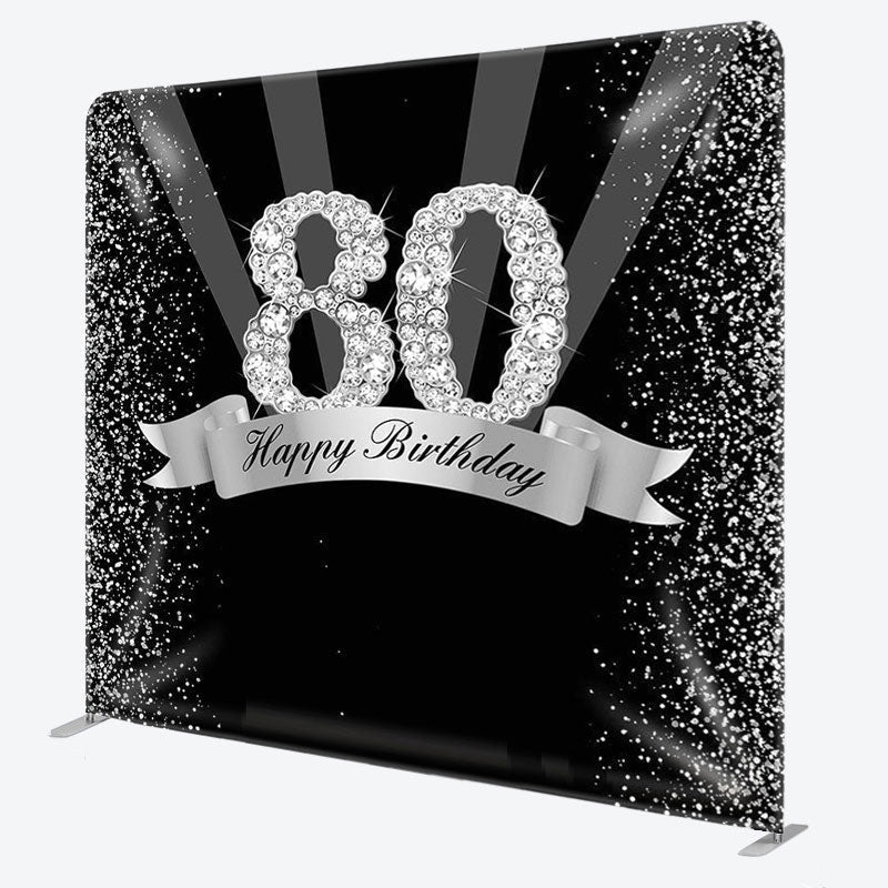 Aperturee - Aperturee Silver Black Glitter Fabric Backdrop Cover for Birthday