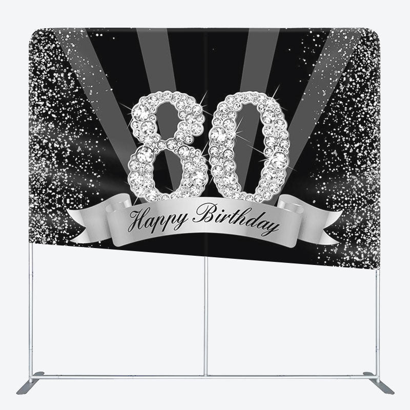 Aperturee - Aperturee Silver Black Glitter Fabric Backdrop Cover for Birthday