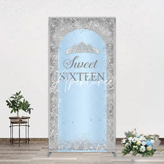 Aperturee - Aperturee Silver Blue Sweet Sixteen Birthday Arch Backdrop