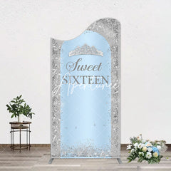 Aperturee - Aperturee Silver Blue Sweet Sixteen Birthday Arch Backdrop