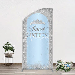 Aperturee - Aperturee Silver Blue Sweet Sixteen Birthday Arch Backdrop