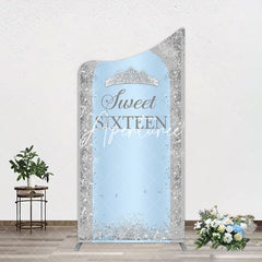 Aperturee - Aperturee Silver Blue Sweet Sixteen Birthday Arch Backdrop