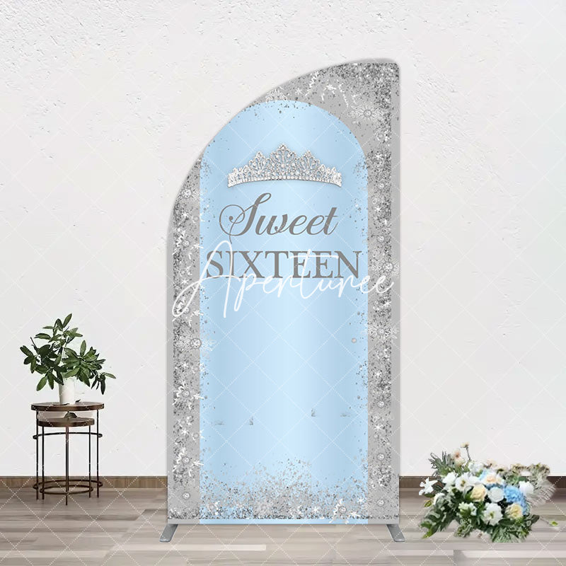 Aperturee - Aperturee Silver Blue Sweet Sixteen Birthday Arch Backdrop