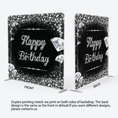 Aperturee - Aperturee Silver Diamonds Black Fabric Backdrop Cover for Birthday