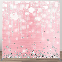 Aperturee - Aperturee Silver Diamonds Bokeh Fabric Backdrop Cover for Birthday