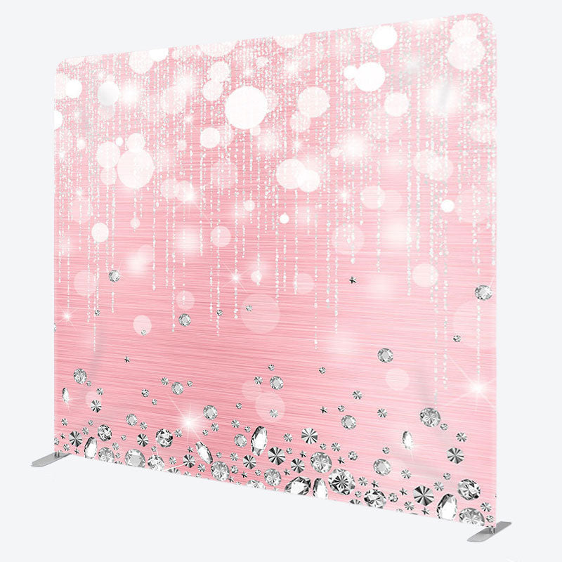 Aperturee - Aperturee Silver Diamonds Bokeh Fabric Backdrop Cover for Birthday