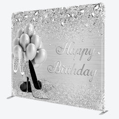 Aperturee - Aperturee Silver Glitter Balloon Fabric Backdrop Cover for Birthday